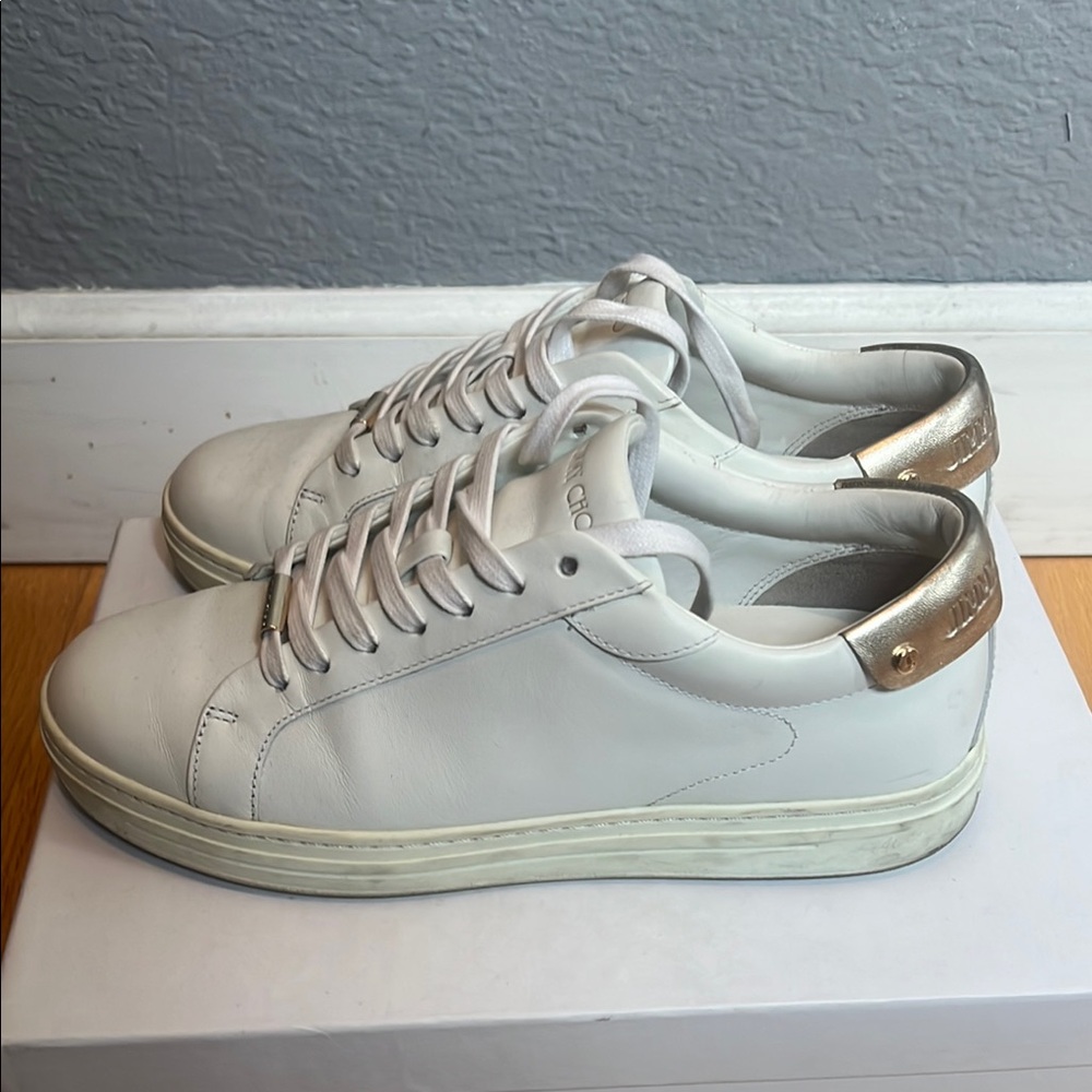 Jimmy Choo White Sneakers Sleek Minimalist Design - Picture 5 of 7